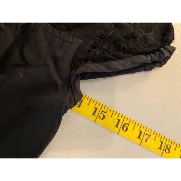 eShakti Black Dress Lace Neck Line Fit Flare 36" Long Cotton Short Sleeve XS - Picture 9 of 11